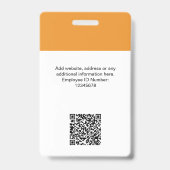 カスタム従業員モダンIDカードTangerine QR バッジ (裏面)