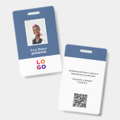 カスタム従業員ロゴ、写真、QRコード、名前 バッジ (正面＆裏面)