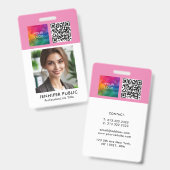 カスタム従業員会社QRコードロゴテンプレート バッジ (正面&裏面)