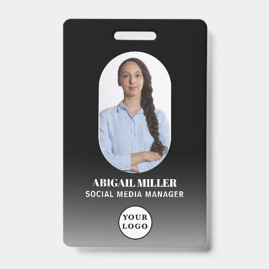 カスタム従業員写真グラデーションアーチバッジ バッジ (表面)