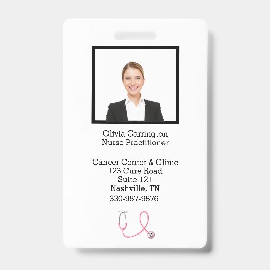 カスタム従業員写真バーコードロゴ名札 バッジ (正面)