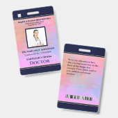 カスタム従業員写真ロゴバーコード名 バッジ (正面＆裏面)