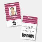 カスタム従業員写真ロゴ&バーコードストライプ バッジ (正面&裏面)