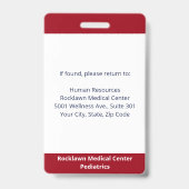 カスタム従業員写真濃赤医療ID バッジ (裏面)