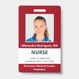 カスタム従業員写真濃赤医療ID バッジ