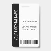 カスタム従業員写真青白の医療ID黒 バッジ (裏面)