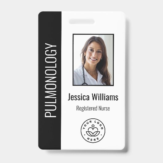 カスタム従業員写真青白の医療ID黒 バッジ (正面)