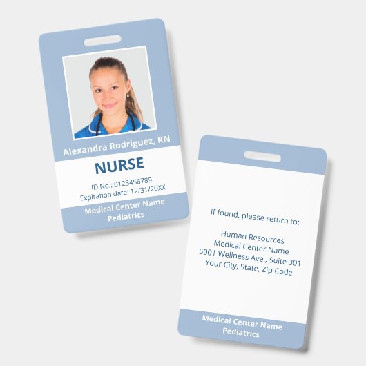 カスタム従業員写真青白色医療ID バッジ (正面＆裏面)