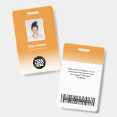 カスタム従業員写真 グラデーション オレンジ バッジ (正面＆裏面)