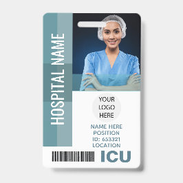 カスタム従業員写真、バーコード、ロゴ ICU ID バッジ