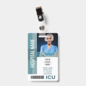 カスタム従業員写真、バーコード、ロゴ ICU ID バッジ (正面 （クリップ付）)