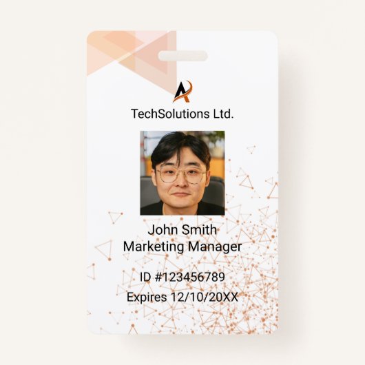 カスタム従業員名バッジ | プロフェッショナルスタッフID バッジ (正面)