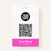 カスタム従業員名会社ロゴQrコード バッジ (正面)