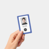 カスタム従業員青 |写真、バーコード、ロゴ、名前 バッジ (手持ち)