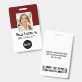 カスタム従業員 - 写真、バーコード、ロゴ、名札 バッジ (正面＆裏面)