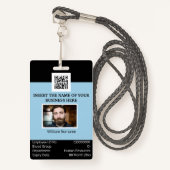 カスタム従業員IDカードテンプレート両面青 バッジ (正面ランヤード)