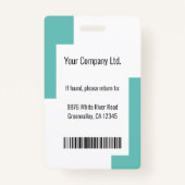 カスタム従業員IDバモダンッ企業のジティール(緑がかった色) バッジ (裏面)