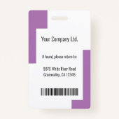 カスタム従業員IDモダンバ企業のージパープル バッジ (裏面)