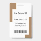 カスタム従業員IDモダンバ企業のージブラウン バッジ (裏面)