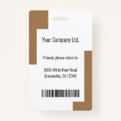 カスタム従業員IDモダンバ企業のージブラウン バッジ (裏面)