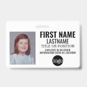 カスタム従業員ID - 写真、バーコード、ロゴ、名前 バッジ (正面)