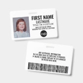 カスタム従業員ID - 写真、バーコード、ロゴ、名前 バッジ (正面＆裏面)