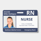 カスタム従業員Photo Navy Blue Medical ID バッジ (正面)