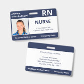 カスタム従業員Photo Navy Blue Medical ID バッジ (正面&裏面)