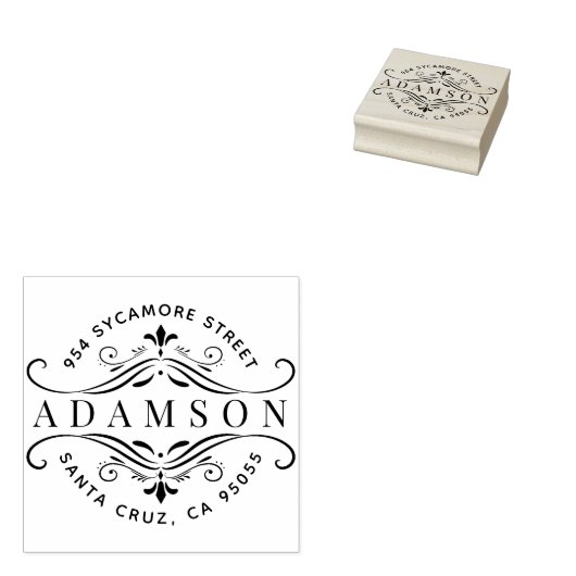 カスタム循環ファミリ名のモダン差出人住所 ラバースタンプ (押印)