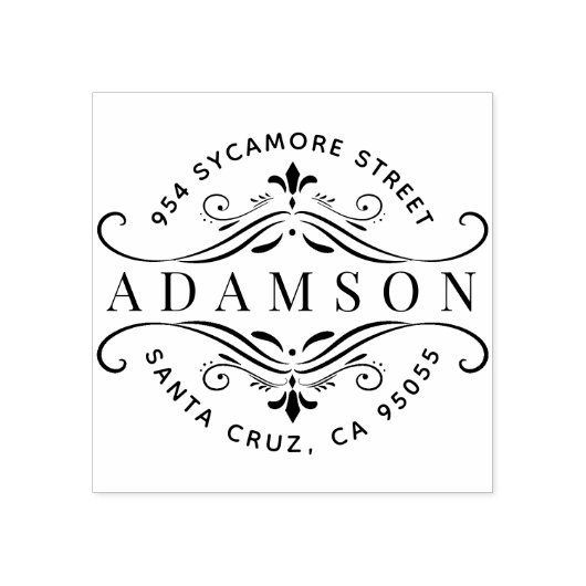 カスタム循環ファミリ名のモダン差出人住所 ラバースタンプ (インプリント)