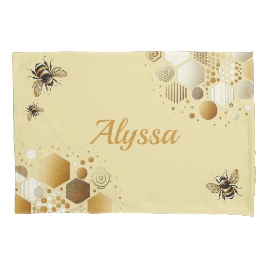 カスタム忙しBee on Huminic:六角と円 枕カバー (正面左)