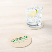 カスタム応援グリーンアールデコシッモダンク結婚ス ラウンドペーパーコースター (インサイチュ)