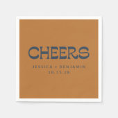 カスタム応援銅ネイビーブルーモダン結婚ズ スタンダードカクテルナプキン (正面)