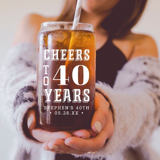 カスタム応援～40年 |任意のマイルストーン誕生日 ガラス缶