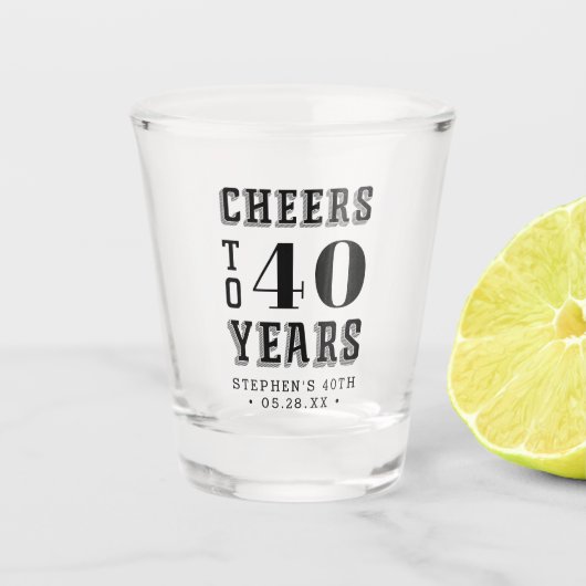 カスタム応援~40年 |任意のマイルストーン誕生日 ショットグラス (正面)