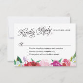 カスタム応答付きモダン フラワー RSVP カード。 (正面)
