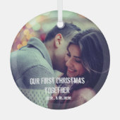 カスタム恋人フォトホリデーズカワイイ ガラスオーナメント (正面)