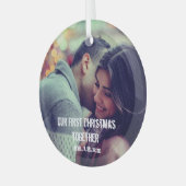 カスタム恋人フォトホリデーズカワイイ ガラスオーナメント (正面左)