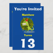 カスタム恐竜の招待状 - 誕生日 - 名前と年齢を記入 招待状 (正面/裏面)