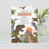 カスタム恐竜の誕生日パーティー 招待状 (スタンド正面)