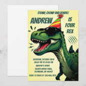 カスタム恐竜ディノ誕生日招待状 招待状 (正面/裏面)