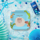 カスタム恐竜フォト誕生日招待状 ペーパープレート (パーティー)