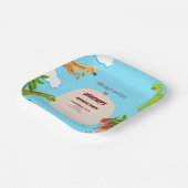 カスタム恐竜フォト誕生日招待状 ペーパープレート (傾斜あり)