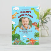 カスタム恐竜フォト誕生日招待状 招待状 (スタンド正面)