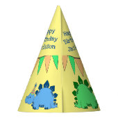 カスタム恐竜|少年のハッピーバースデー パーティーハット (裏面)