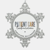 カスタム患者気に技術者PCTギフト スノーフレークピューターオーナメント (正面)