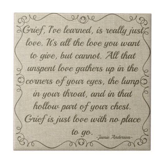 カスタム悲しみは愛引用文 タイル (正面)