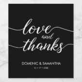 カスタム愛と感謝していエレガントタイポグラフィ結婚ズ ワインラベル (シングルラベル)