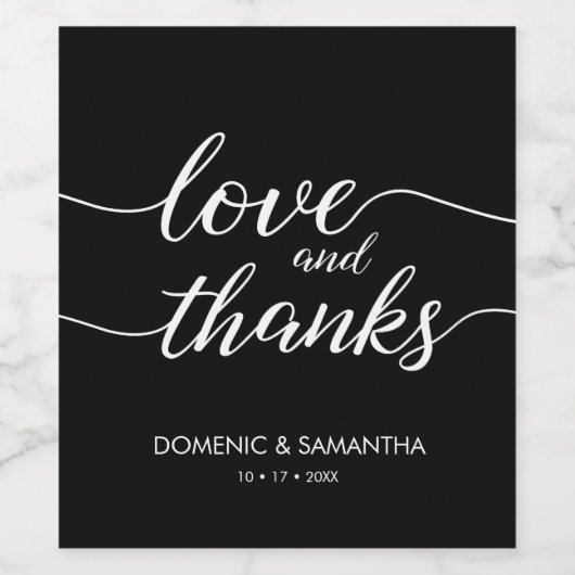 カスタム愛と感謝していエレガントタイポグラフィ結婚ズ ワインラベル (シングルラベル)