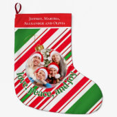 カスタム愛の平和ジョイファミリーフォト ラージクリスマスストッキング (正面)